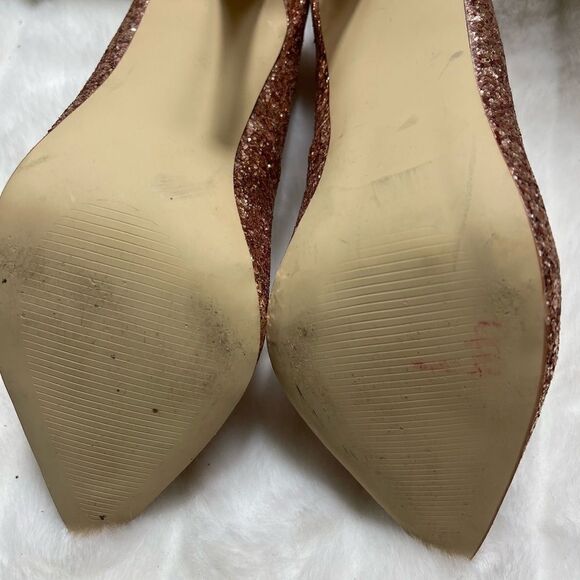 Just Fab Lousana Rose gold glitter slip on heels pointed toe size 9.5 - Picture 9 of 11